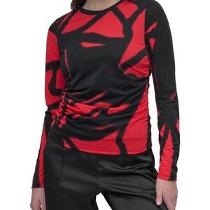DKNY Stylish Red and Black Women's Top